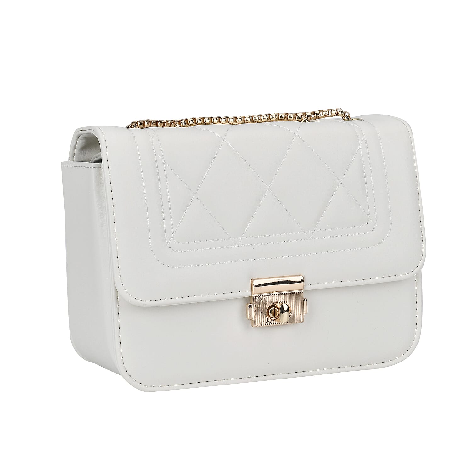 Set of 3 - PU Heart Crossbody Bag - White