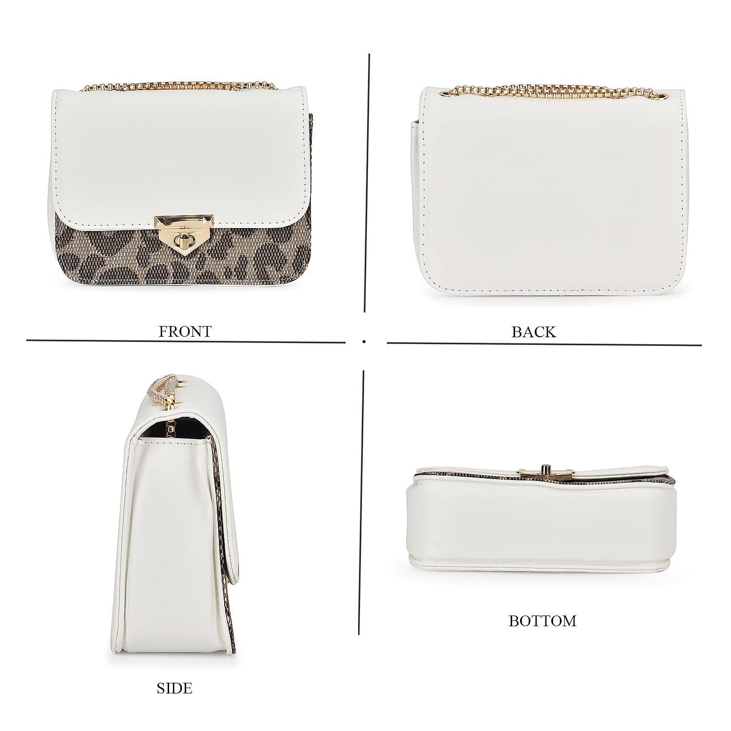 Set of 3 - PU Heart Crossbody Bag - White