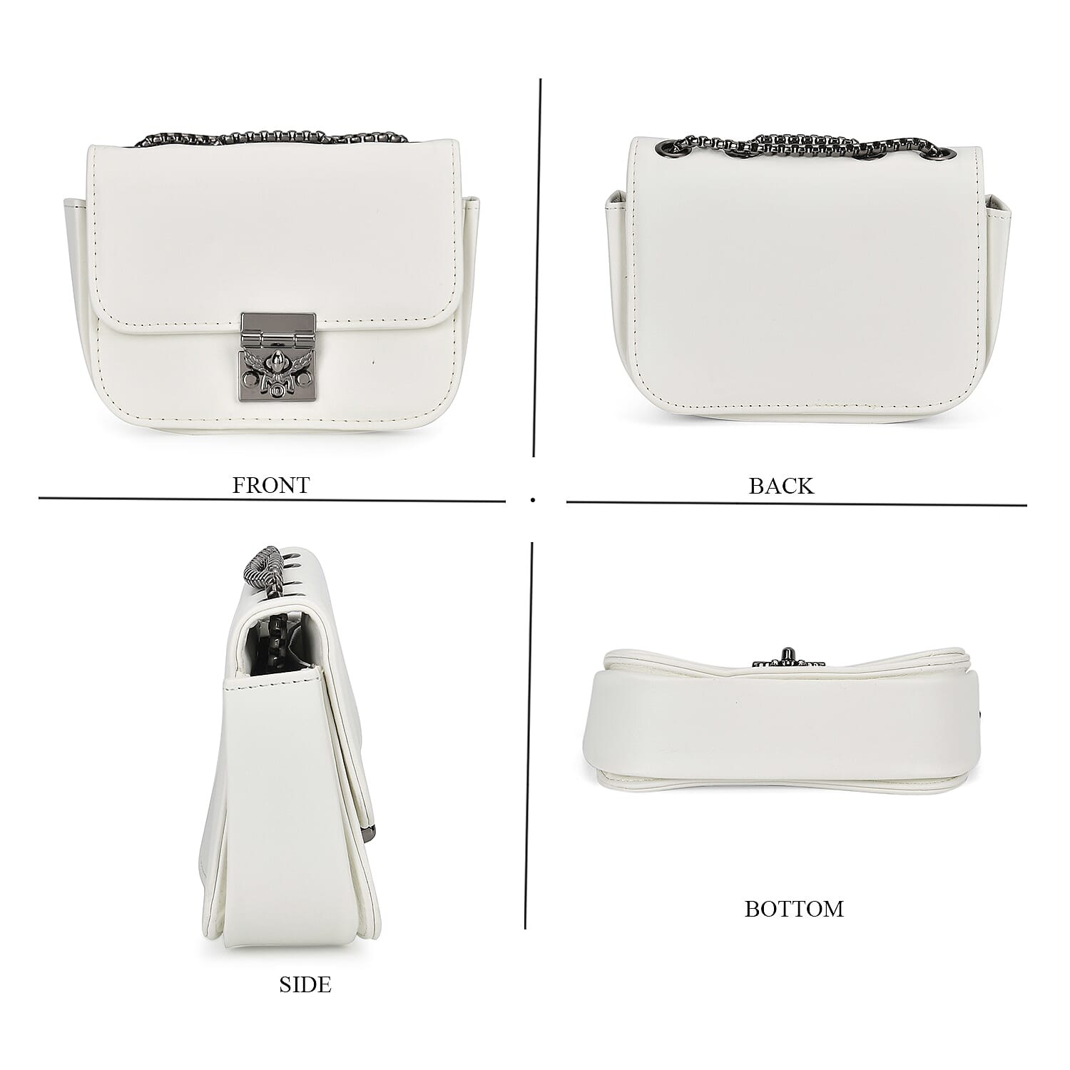 Set of 3 - PU Heart Crossbody Bag - White