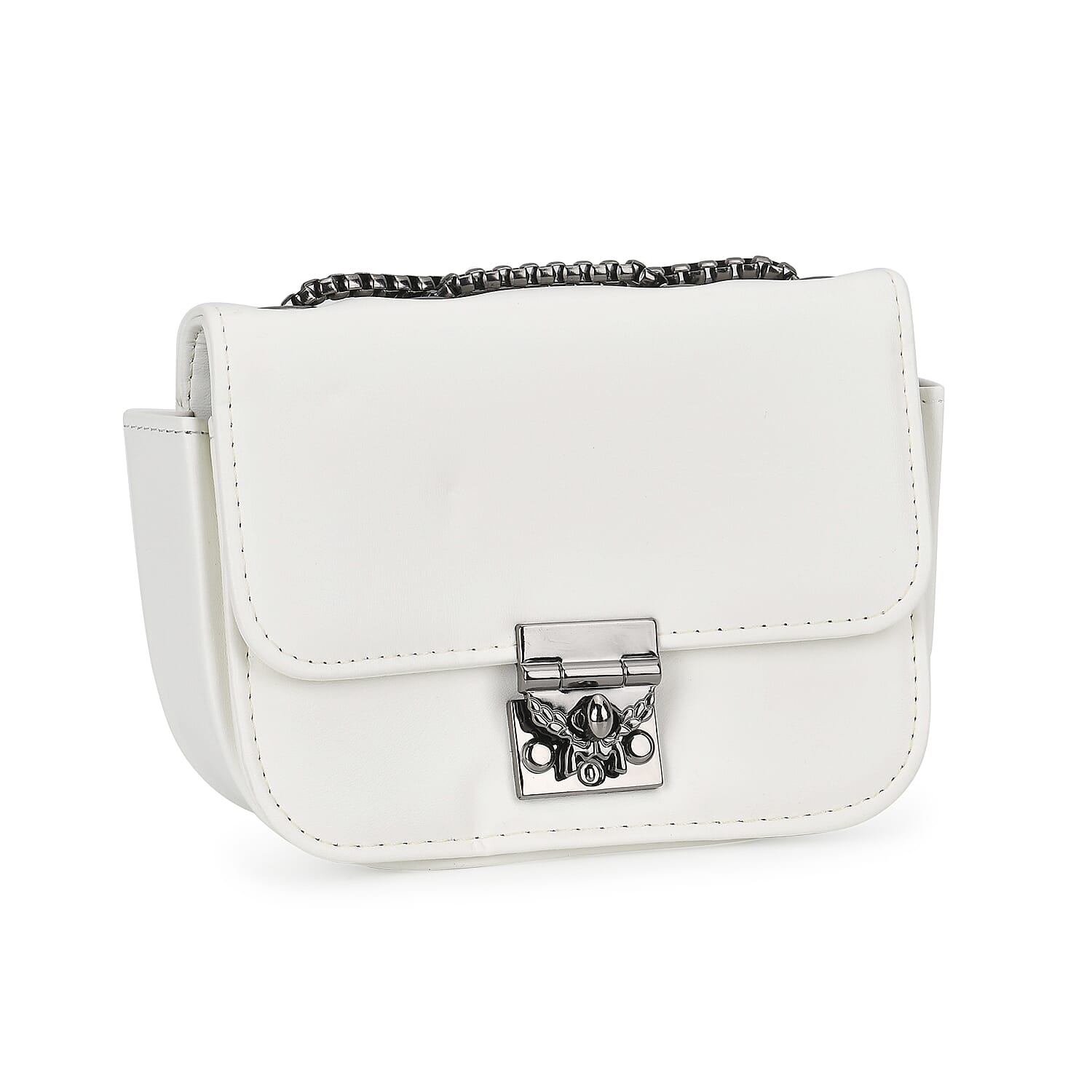 Set of 3 - PU Heart Crossbody Bag - White