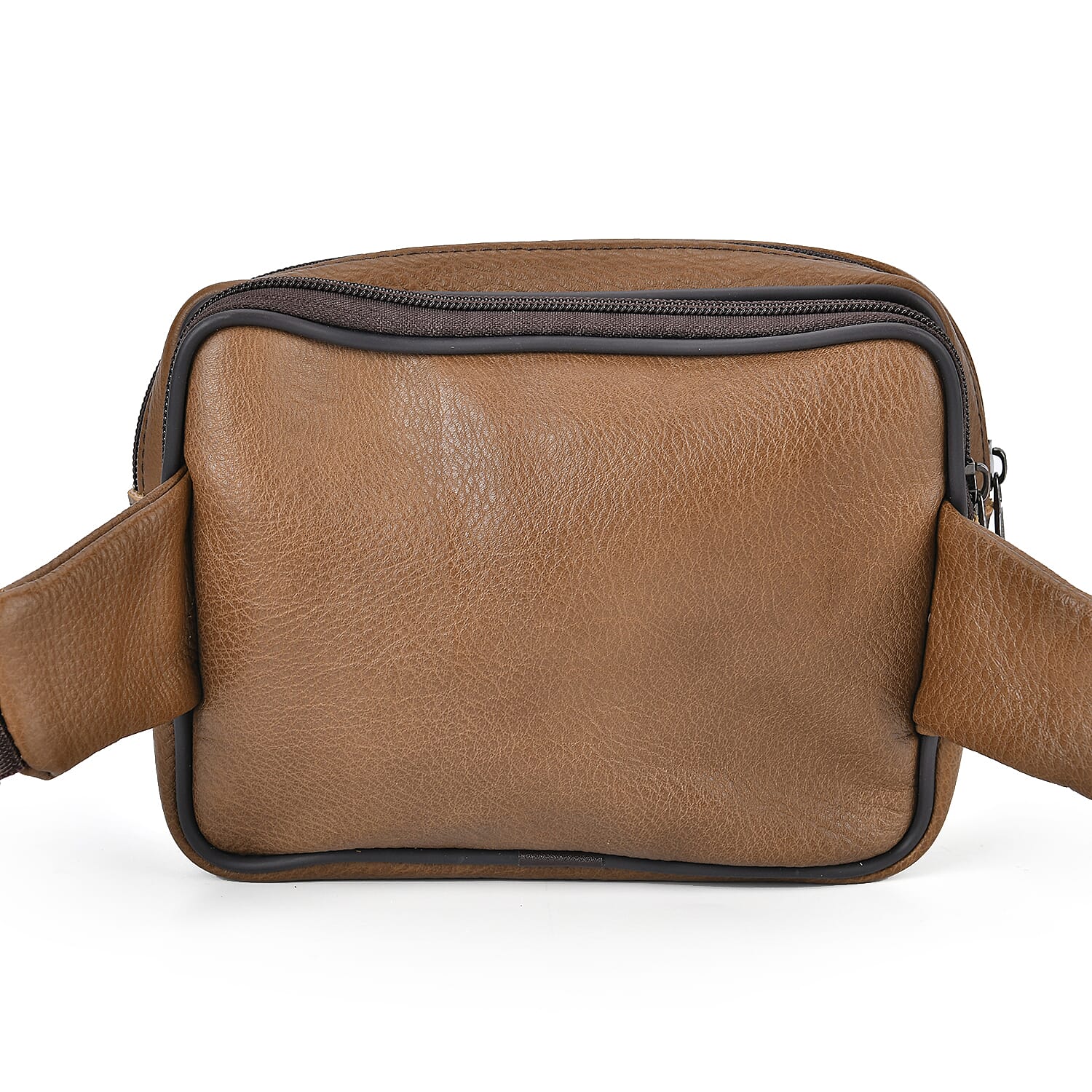 Genuine Leather Weave Waist Bag - Brown