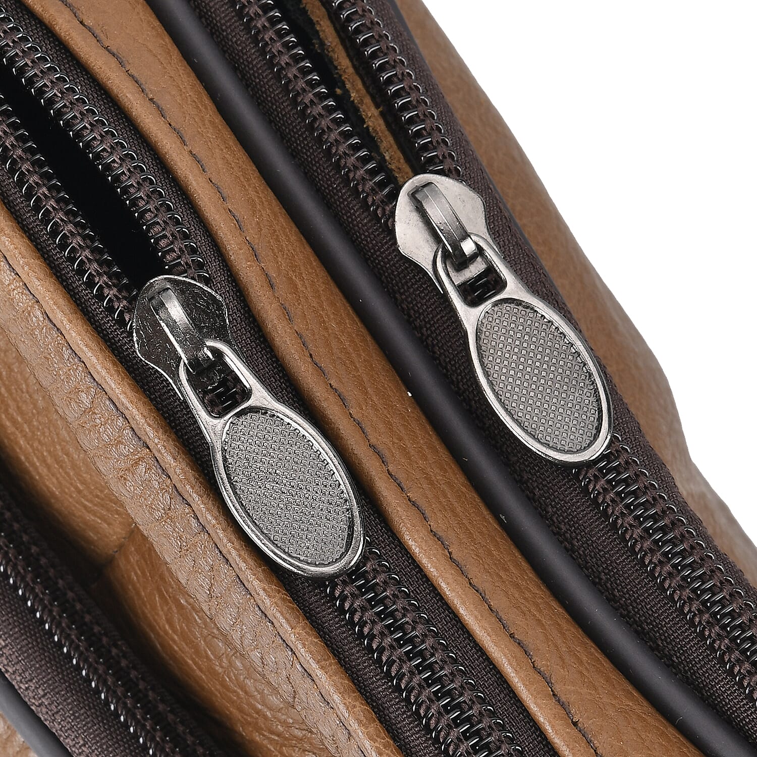 Genuine Leather Weave Waist Bag - Brown