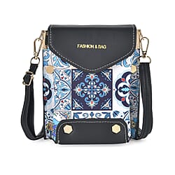 Floral Pattern Minority Style B Embroidered Crossbody Bag - White & Blue