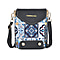 Floral Pattern Minority Style B Embroidered Crossbody Bag - White & Blue