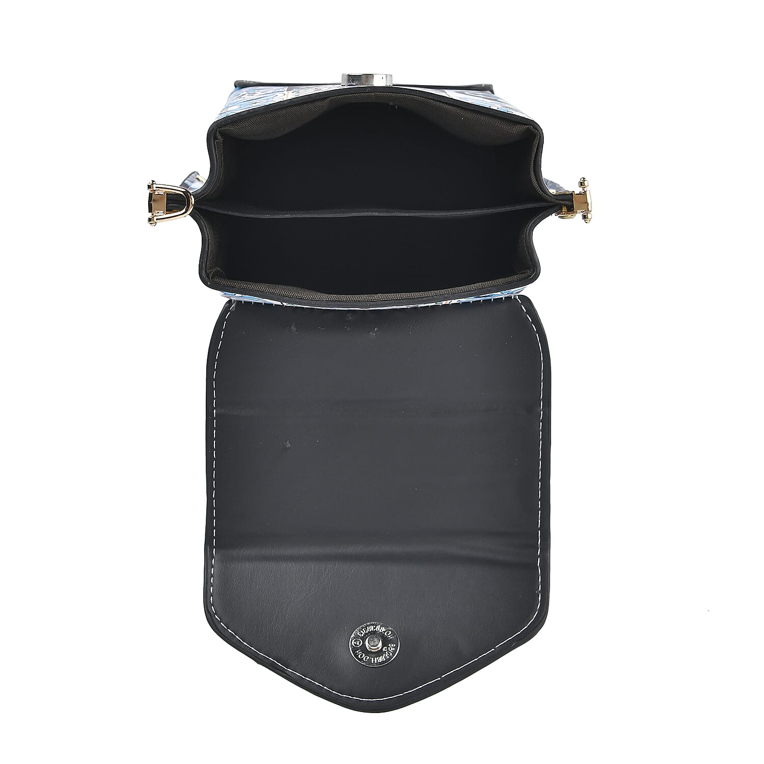  PU Floral Crossbody Bag - White & Blue