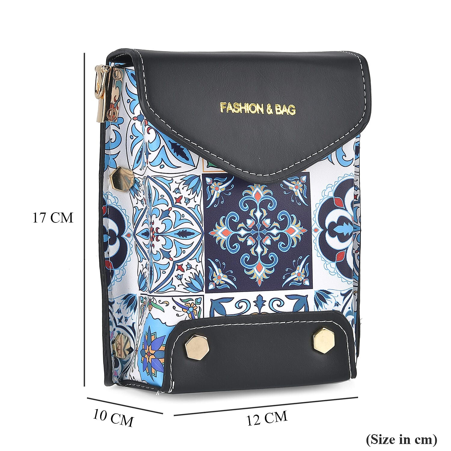  PU Floral Crossbody Bag - White & Blue