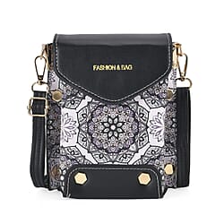 Floral Pattern Minority Style B Embroidered Crossbody Bag - White & Blue