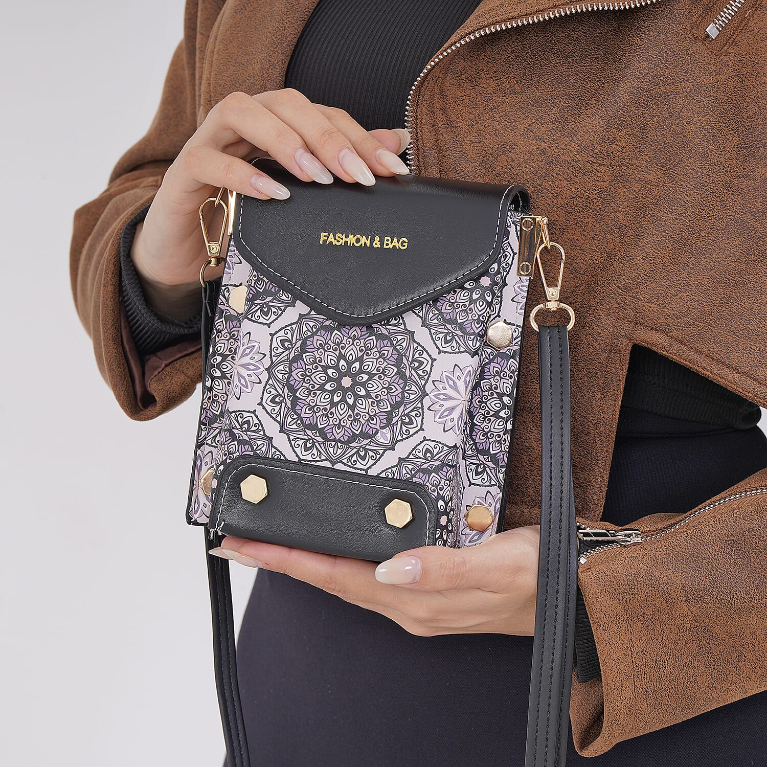 Floral Pattern Minority Style B Embroidered Crossbody Bag - White & Blue