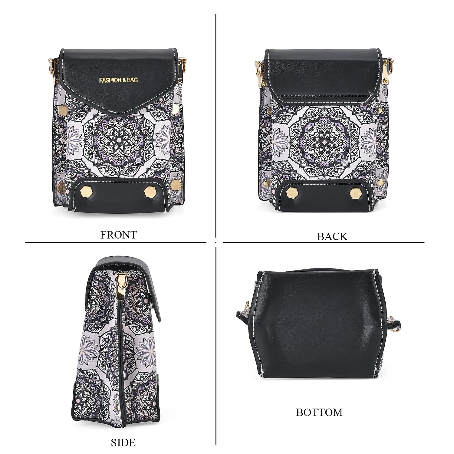 Floral Pattern Minority Style B Embroidered Crossbody Bag - White & Blue