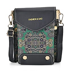 Floral Pattern Minority Style B Embroidered Crossbody Bag - White & Blue