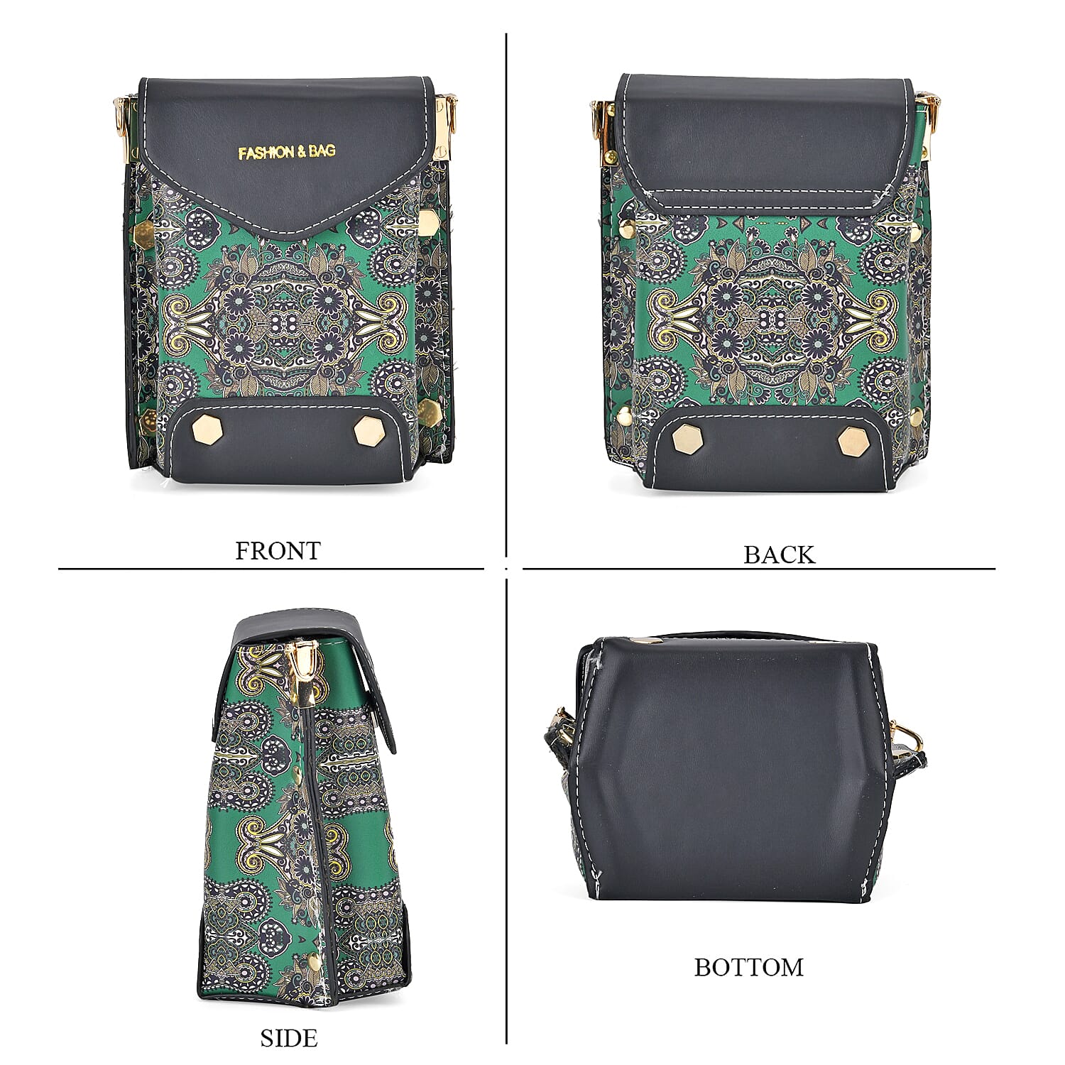 Floral Pattern Minority Style C Embroidered Crossbody Bag - Green