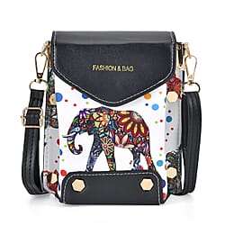 Floral Pattern Minority Style B Embroidered Crossbody Bag - White & Blue