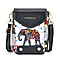 Elephant Pattern Embroidered Crossbody Bag - White