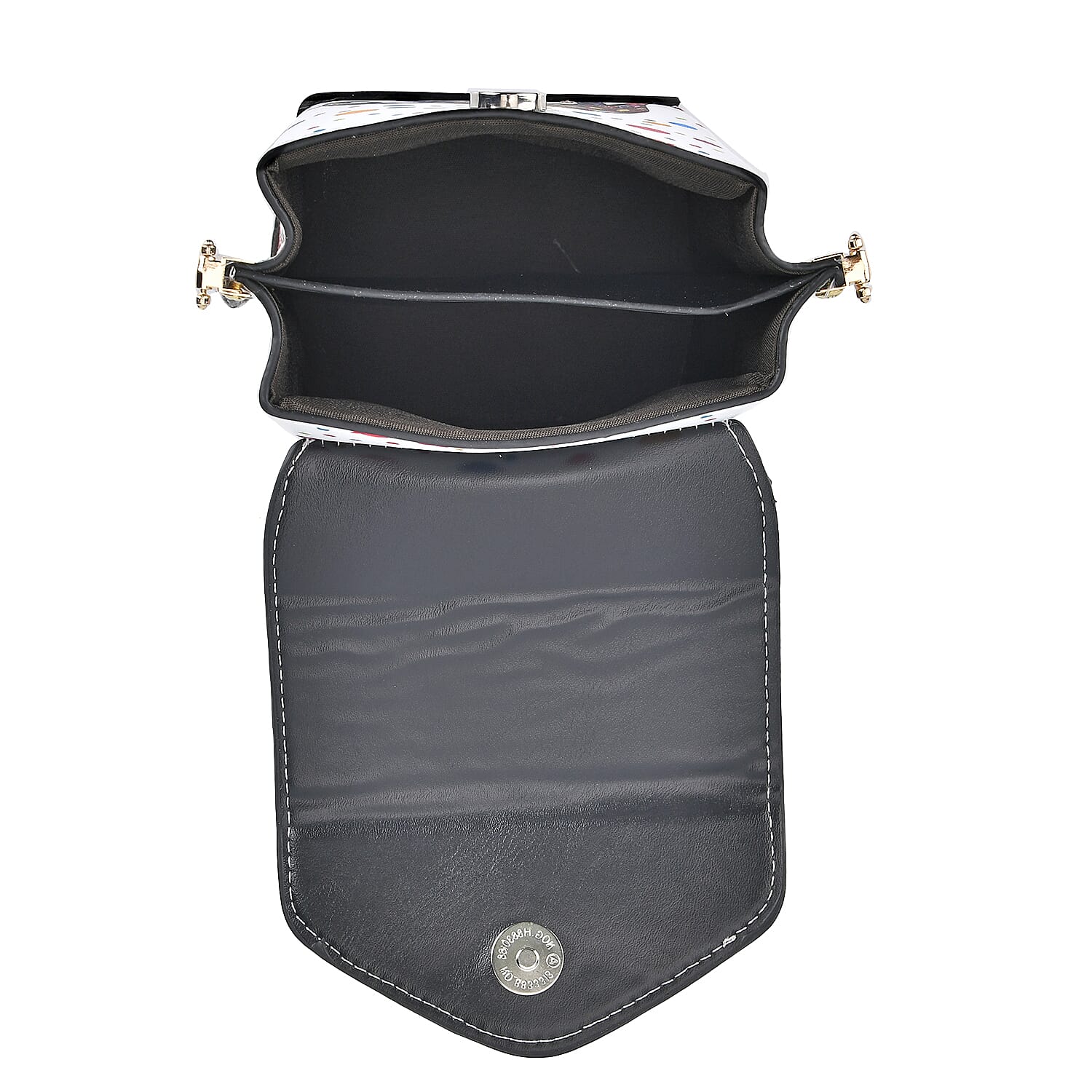 Elephant Pattern Embroidered Crossbody Bag - White