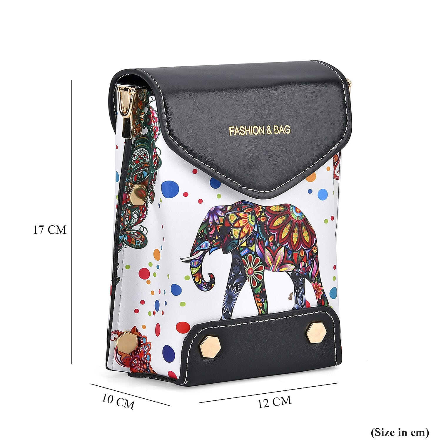 Elephant Pattern Embroidered Crossbody Bag - White