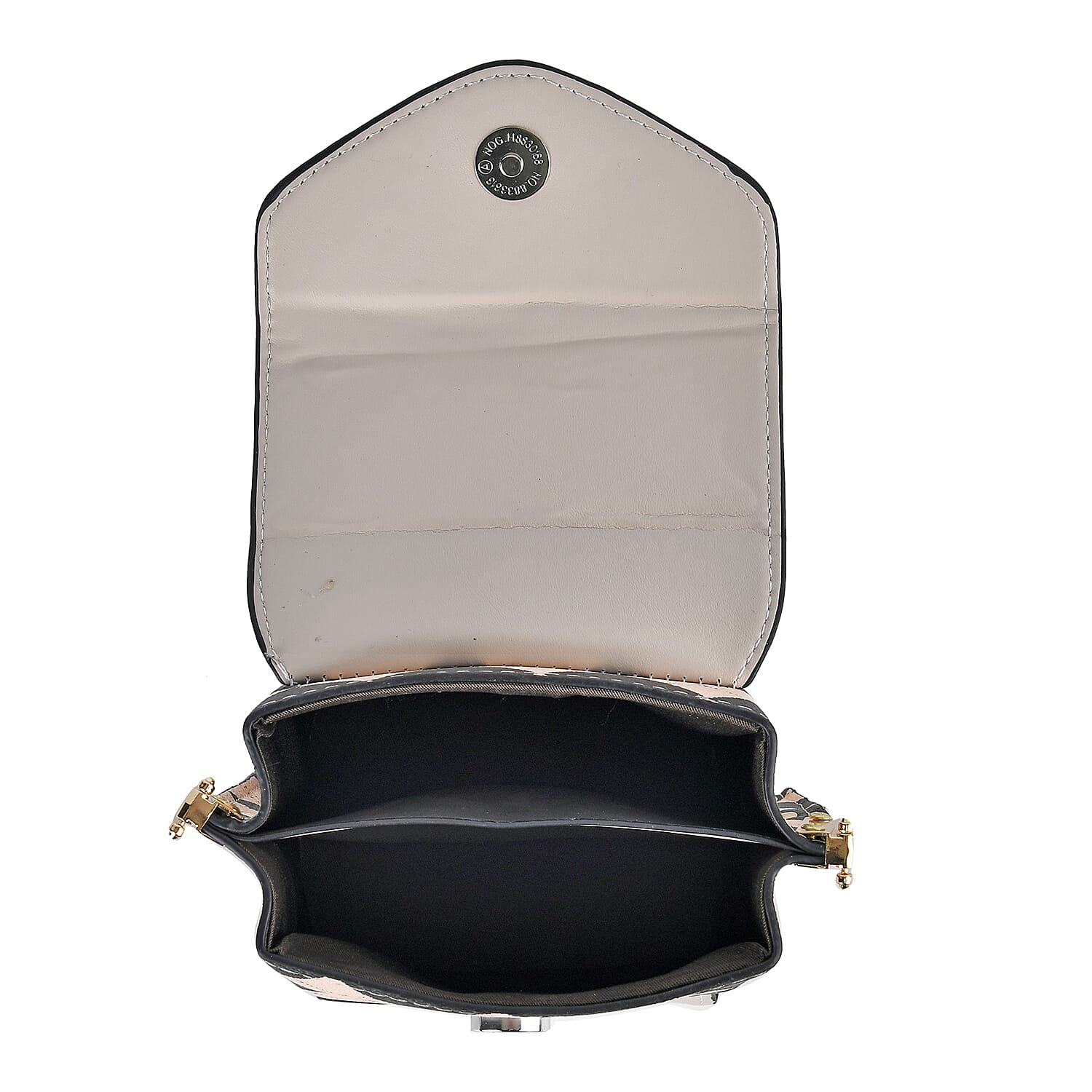 Rhomboid Pattern Embroidered Crossbody Bag - Beige & Black