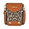 Leopard Pattern Embroidered Crossbody Bag - Brown