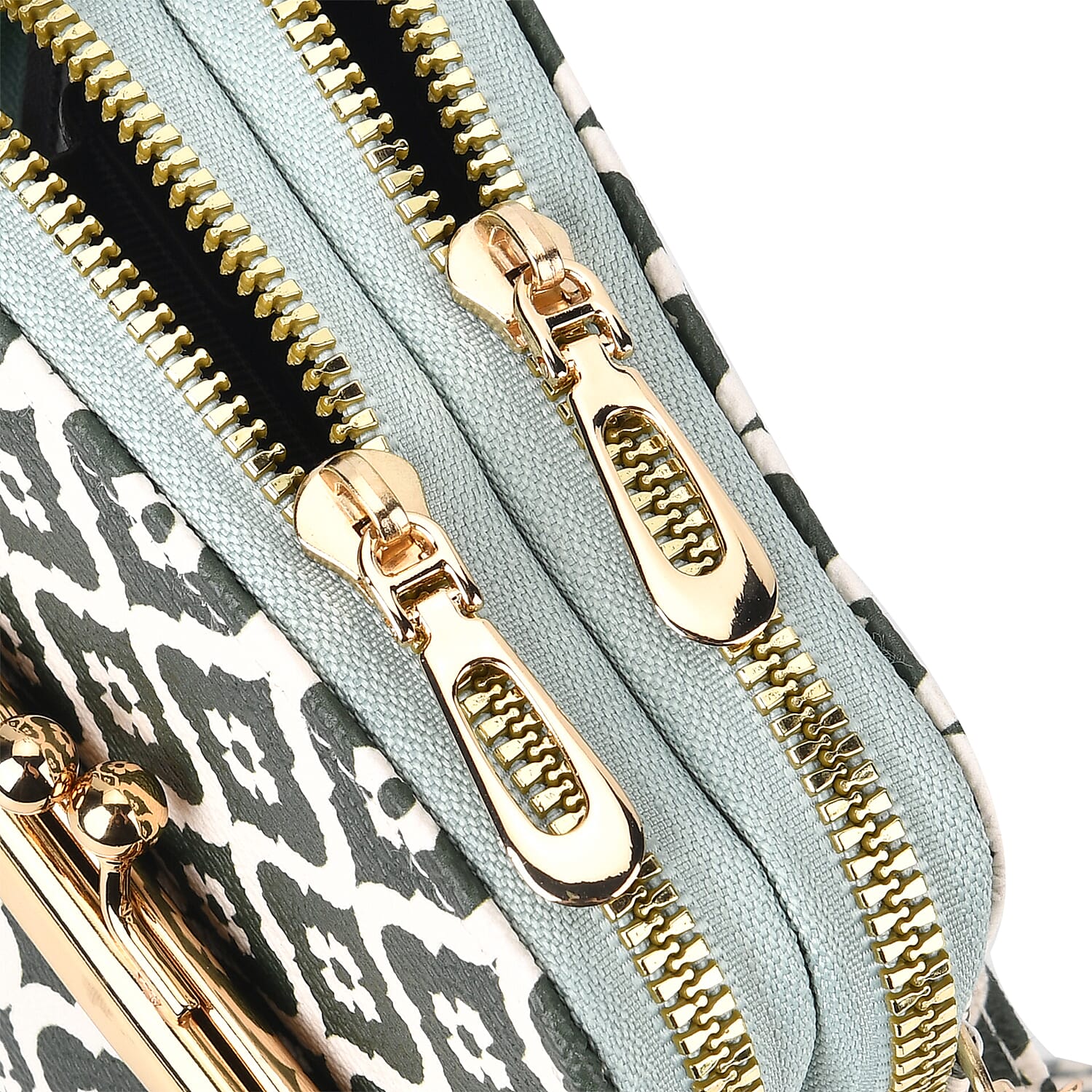 Leatherette Floral Pattern Crossbody Cellphone Bag with Long Strap - Green