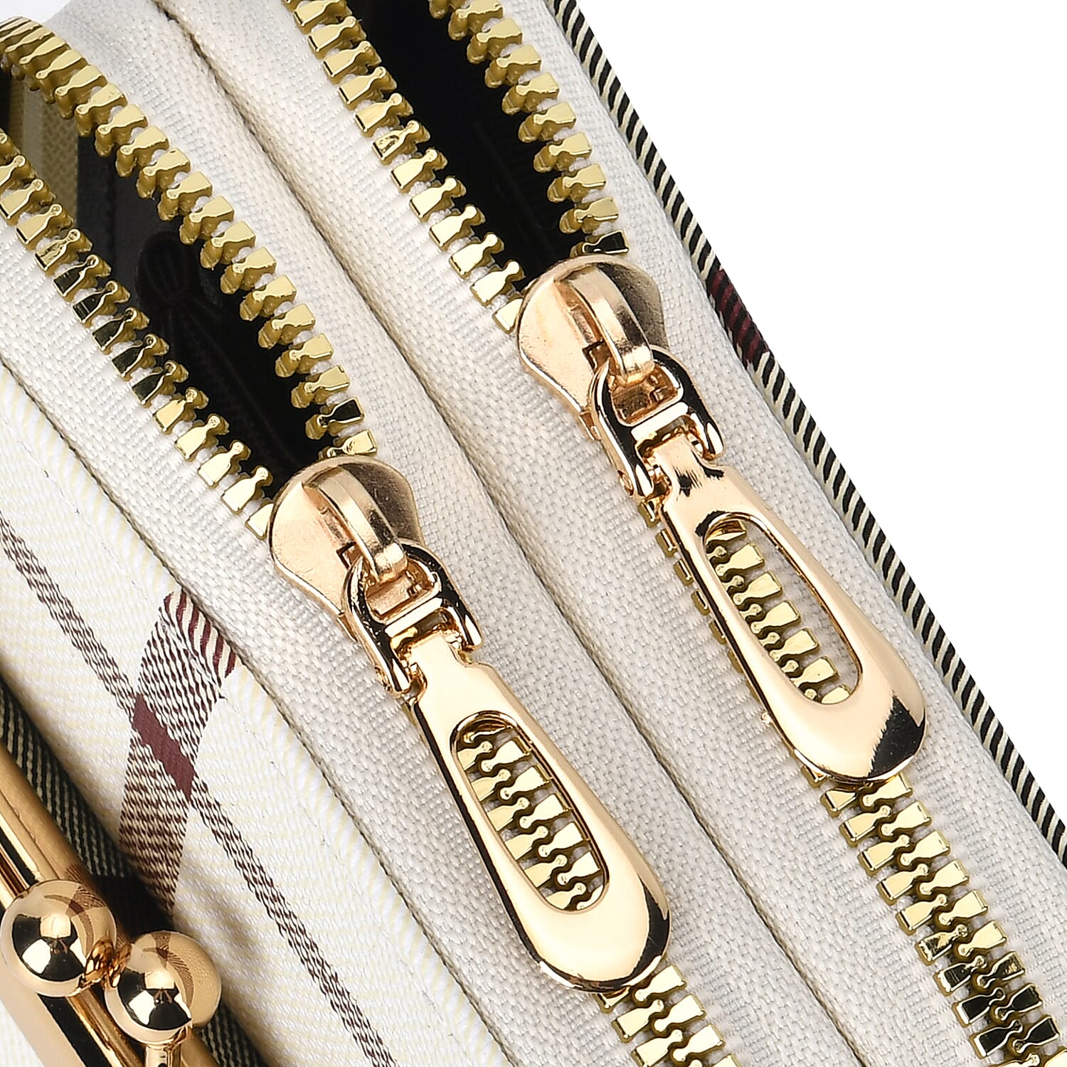 Leatherette Streak Pattern Crossbody Bag with Long Strap (160 cm) - White & Grey