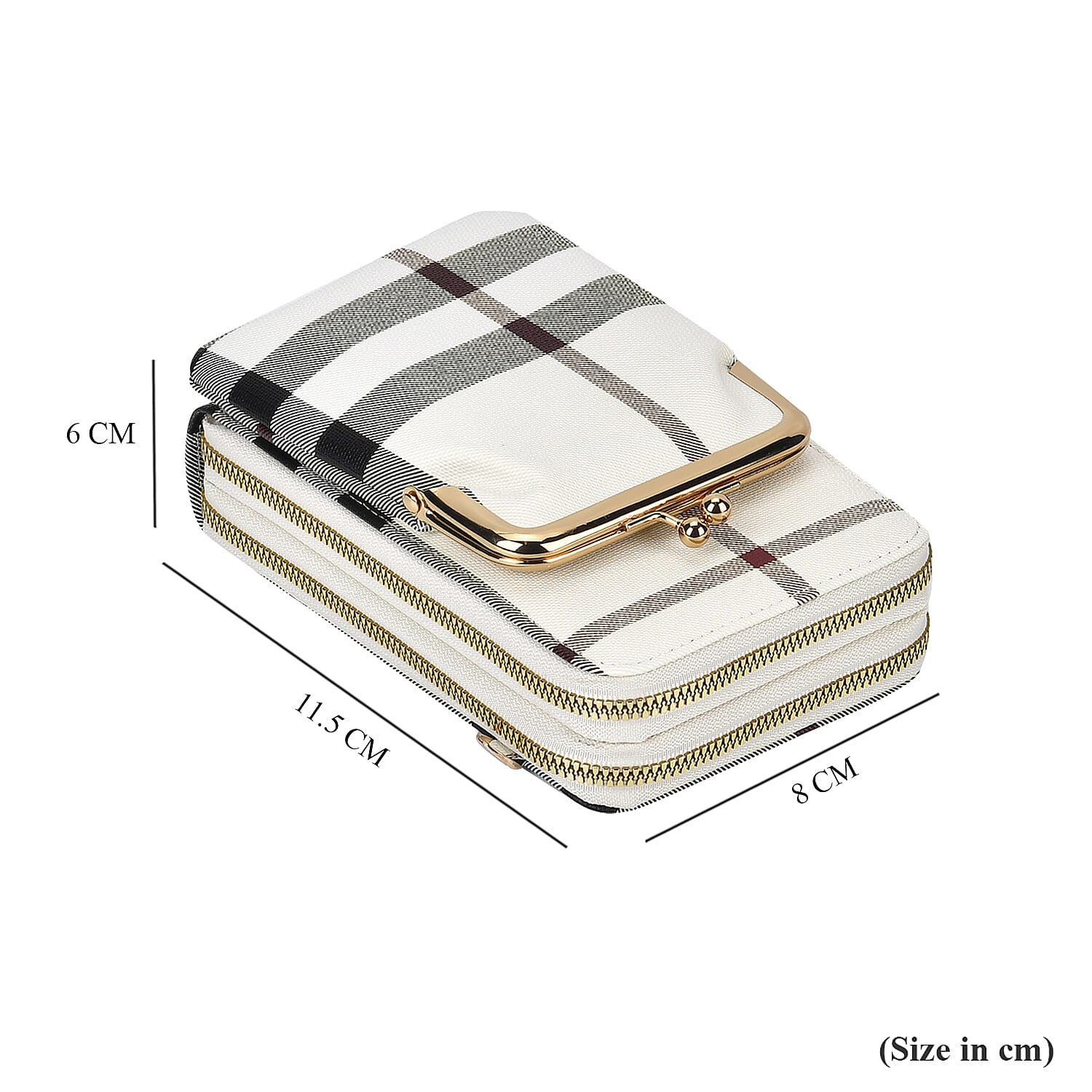 Leatherette Streak Pattern Crossbody Bag with Long Strap (160 cm) - White & Grey