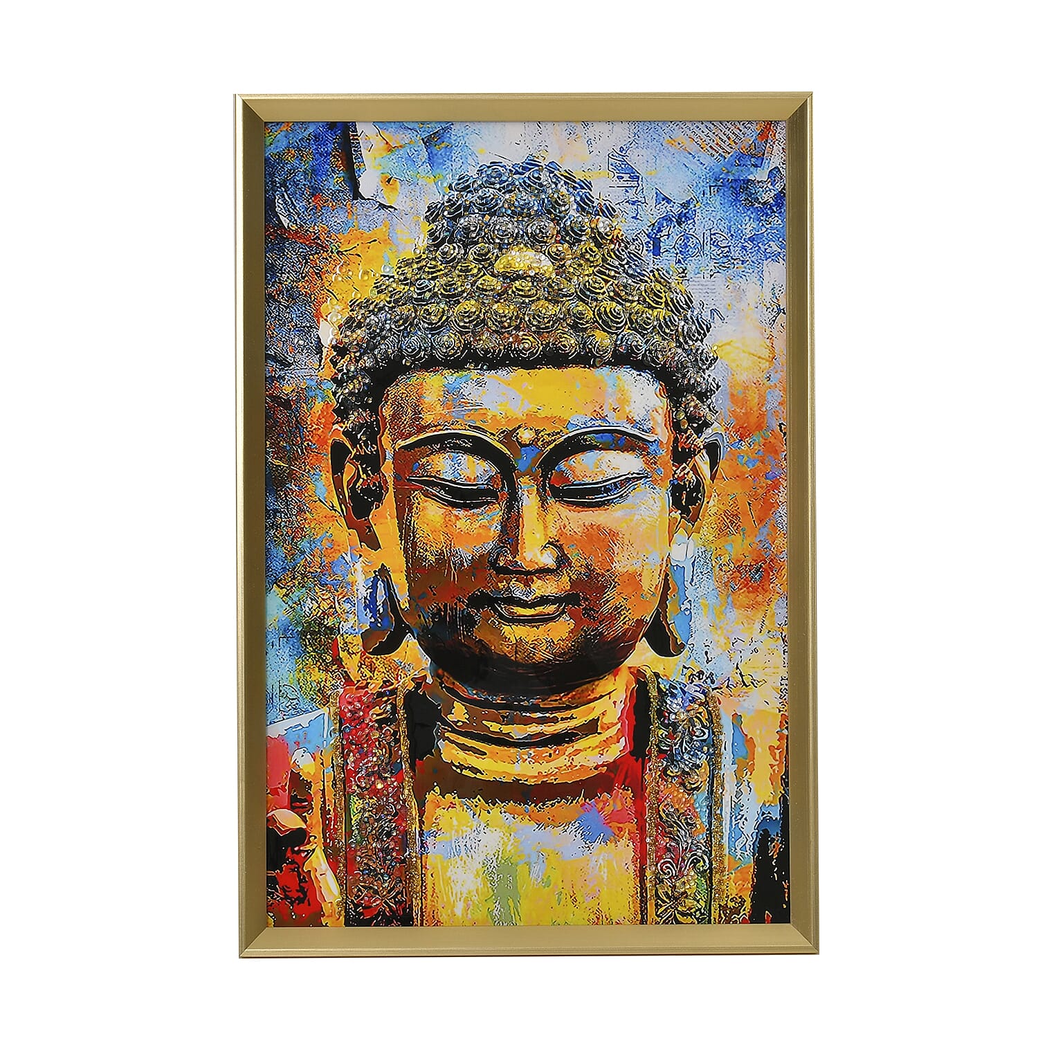 Buddha Crystal Painting with Frame (Size 60x40 cm) - Multi