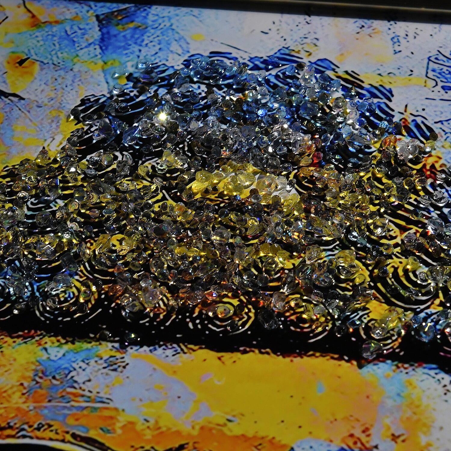 Buddha Crystal Painting with Frame (Size 60x40 cm) - Multi