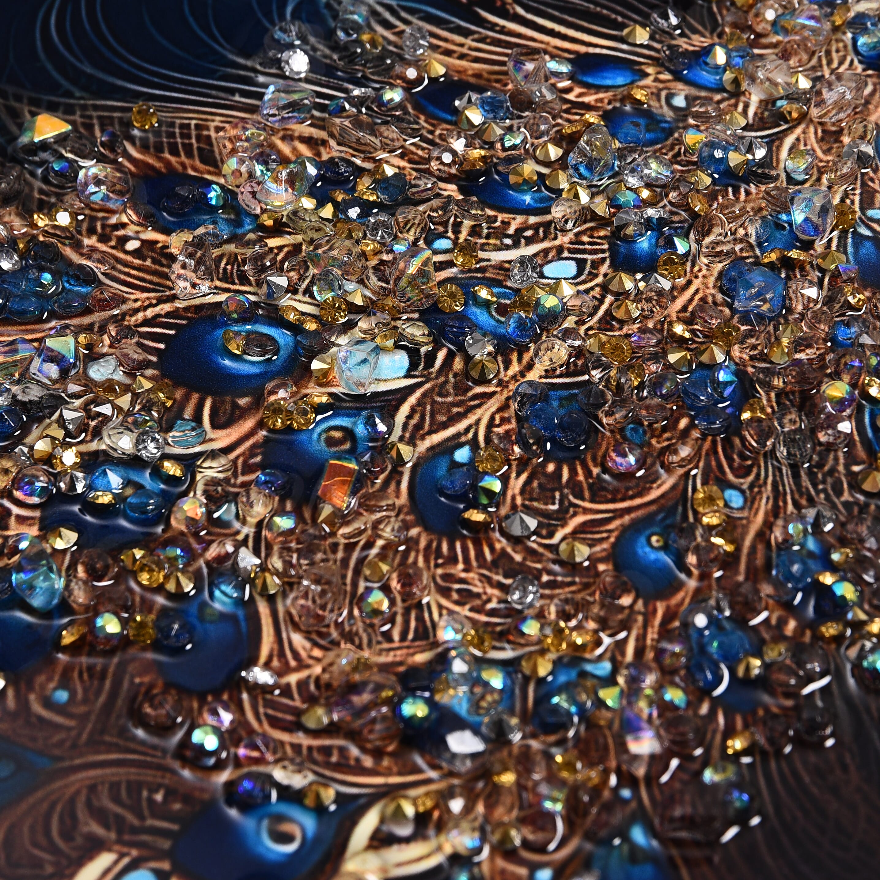  New In Set of 3 Peacock Crystal Painting with Frame (Size 25x20 cm) - Multi