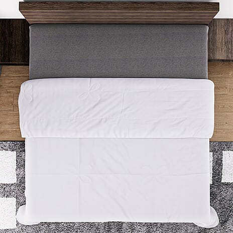 Bamboo Patterned Comforter and Duvet (Size 200x1 cm) - White & White