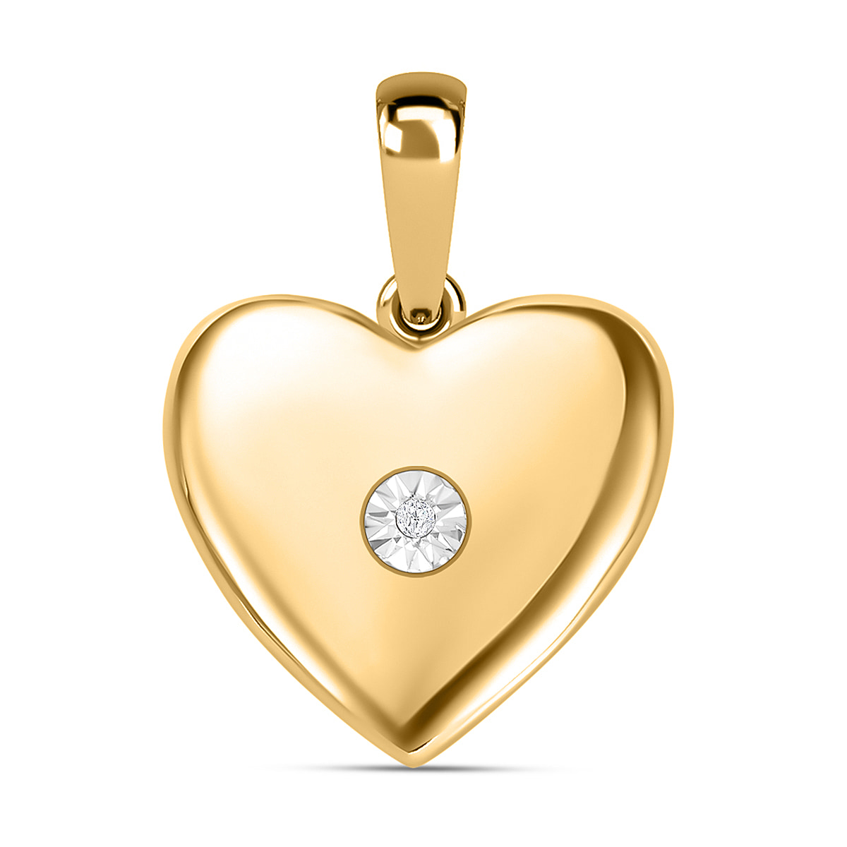 Diamond Heart Pendant in 18K Yellow Gold Vermeil Plated Sterling Silver
