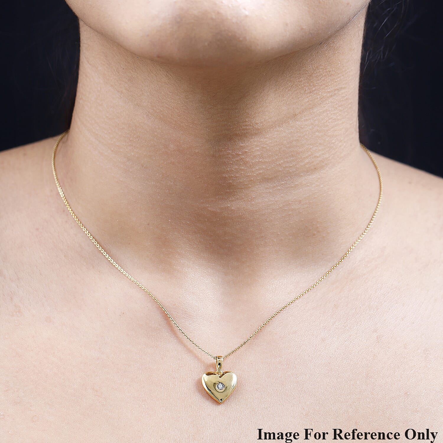 Diamond Heart Pendant in 18K Yellow Gold Vermeil Plated Sterling Silver