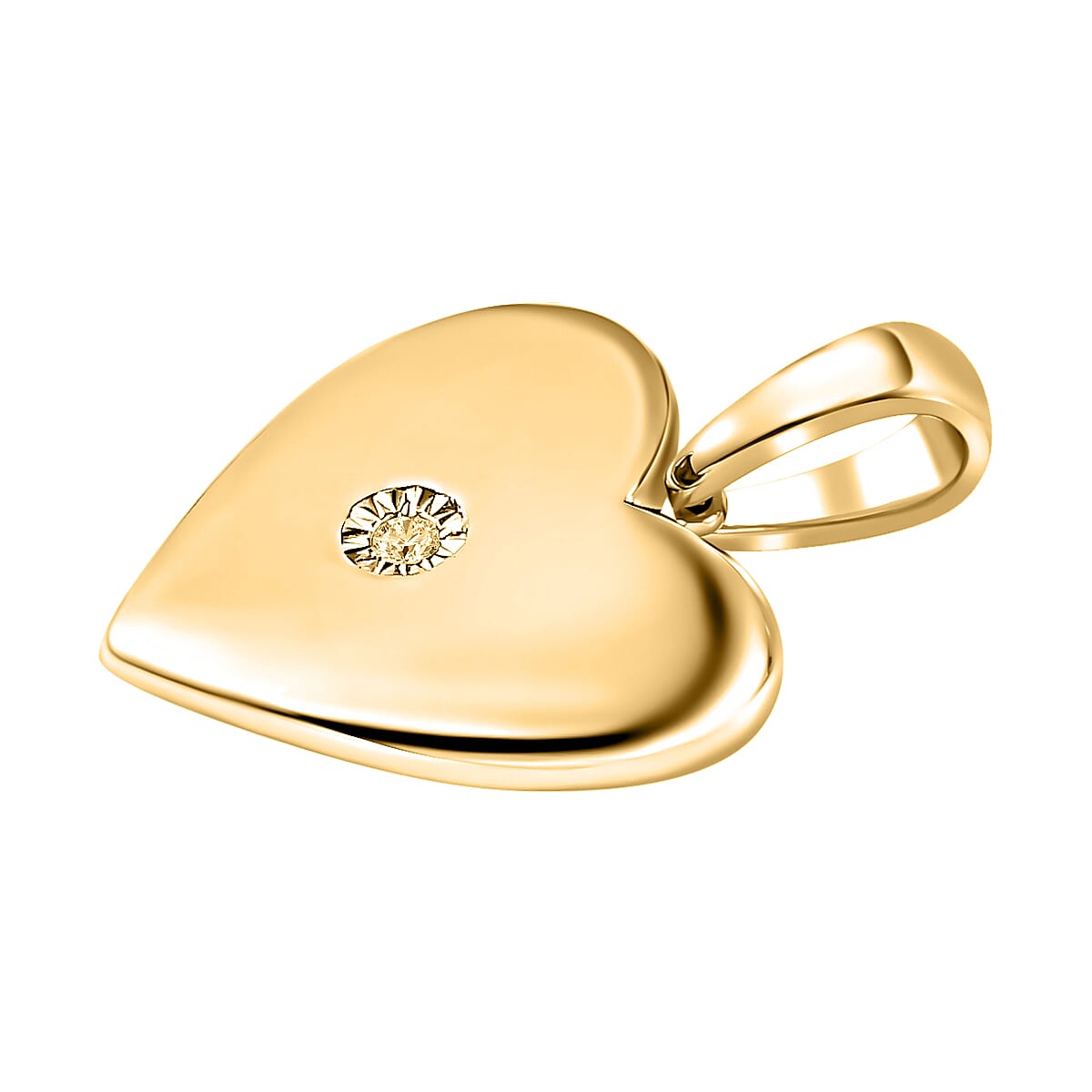 Diamond Heart Pendant in 18K Yellow Gold Vermeil Plated Sterling Silver