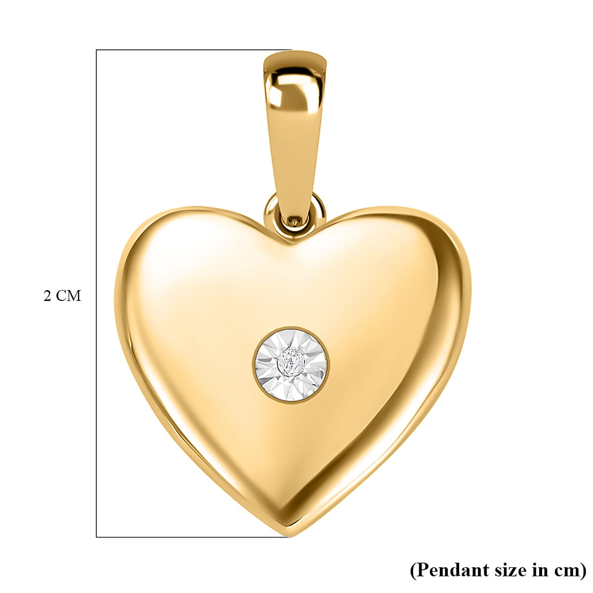 Diamond Heart Pendant in 18K Yellow Gold Vermeil Plated Sterling Silver