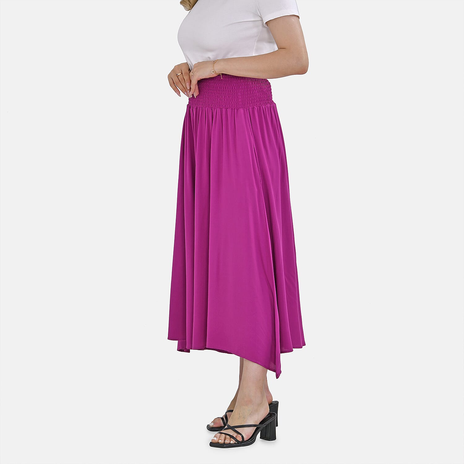 TAMSY Smocked Waist Culottes  - Black