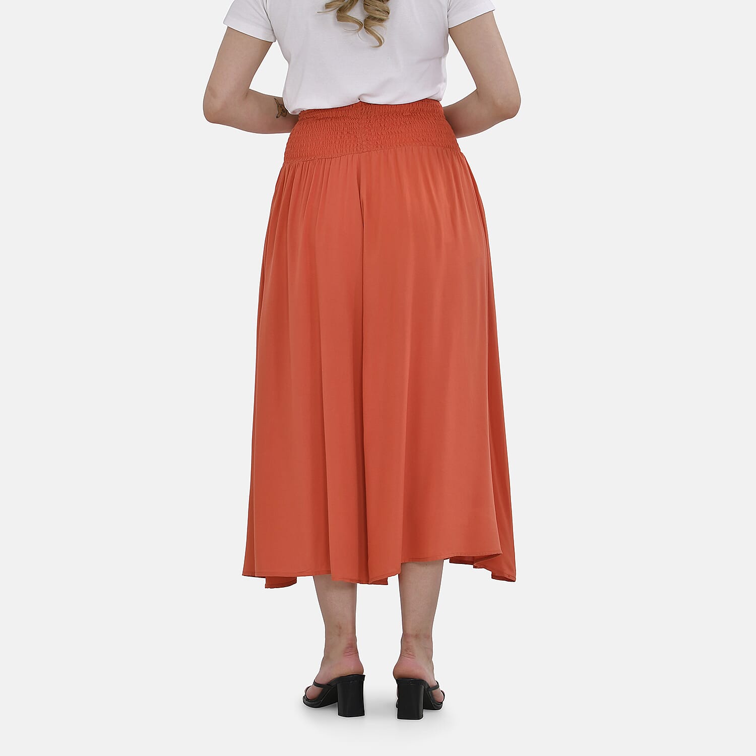 TAMSY Smocked Waist Culottes  - Black