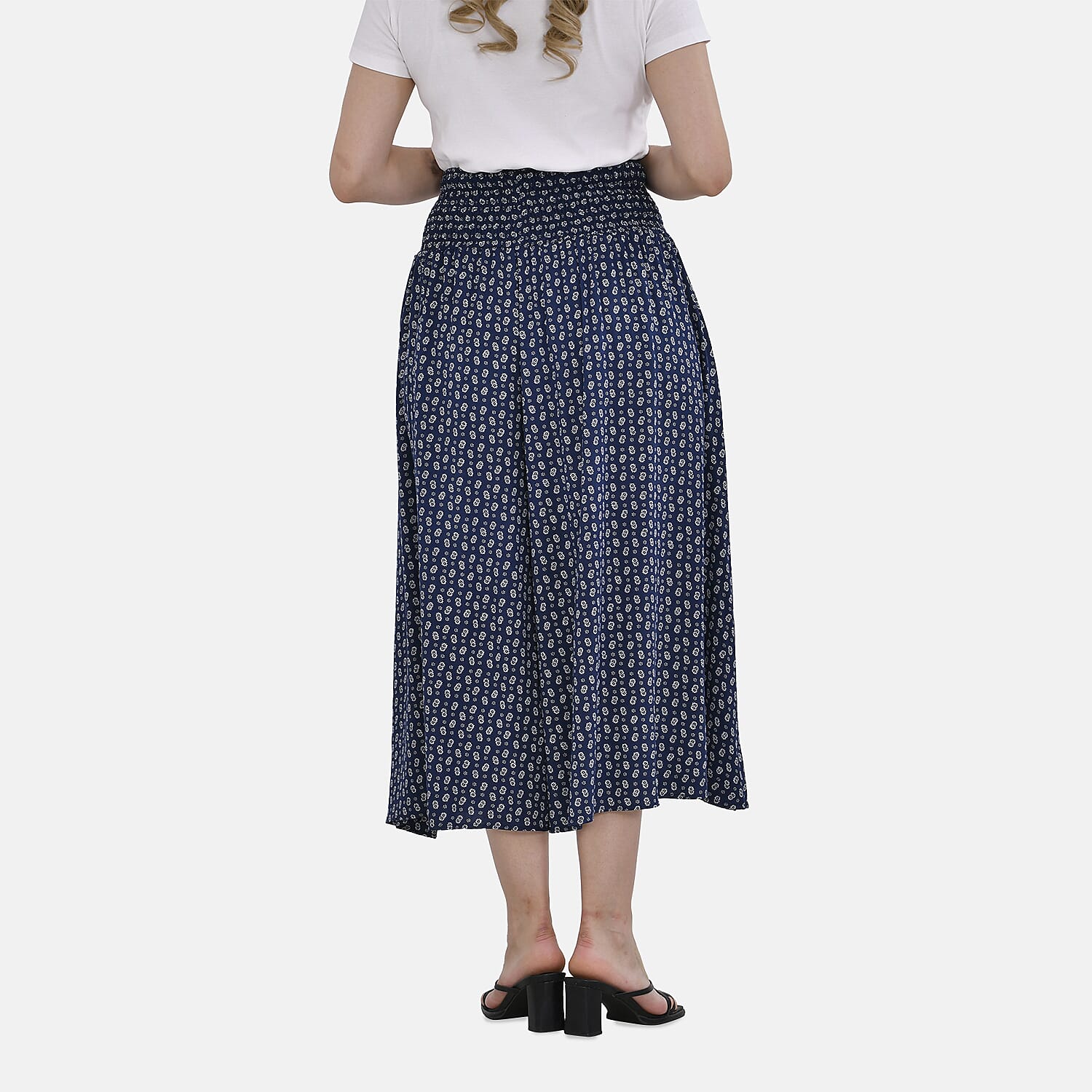 TAMSY Smocked Waist Culottes  - Black