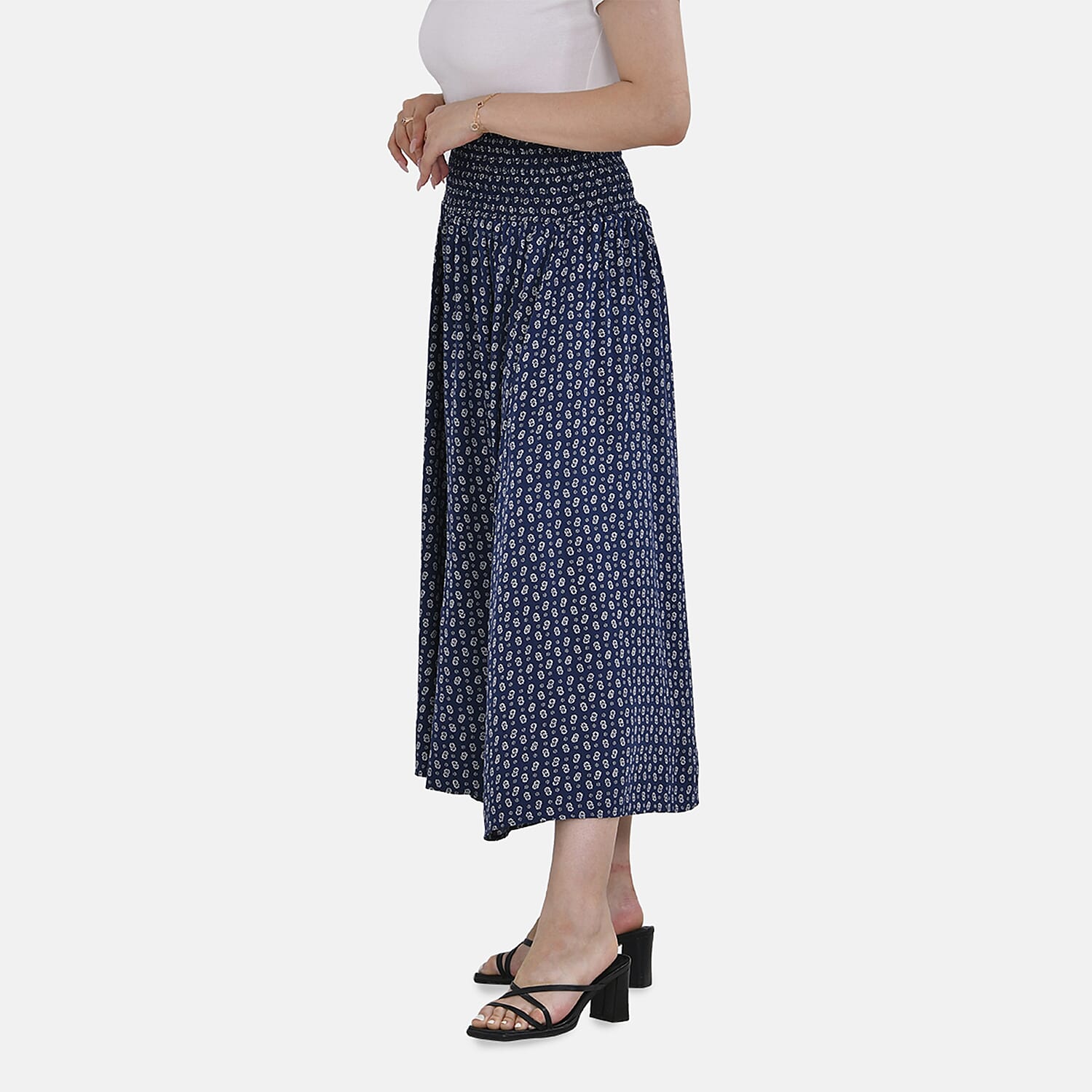 TAMSY Smocked Waist Culottes  - Black