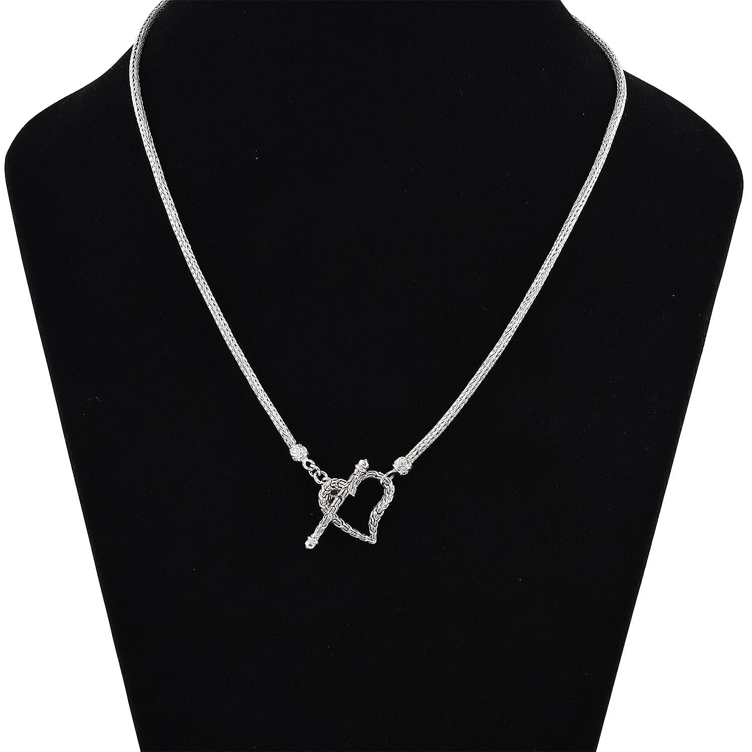 Royal Bali Collection - Designer Inspired Artisan Crafted Heart Toggle Necklace in Sterling Silver (Size - 20), Silver Wt. 20.02 Gms