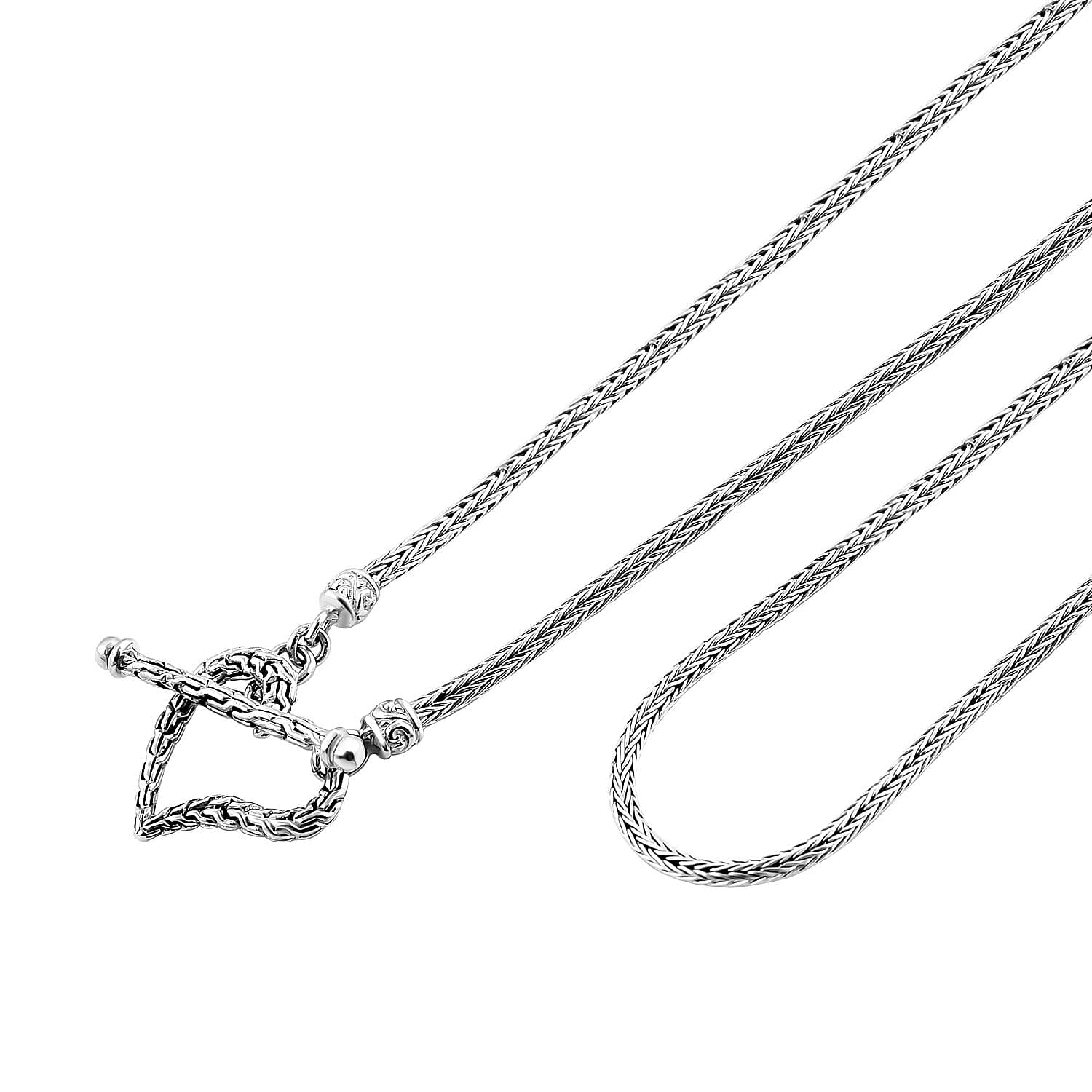 Royal Bali Collection - Designer Inspired Artisan Crafted Heart Toggle Necklace in Sterling Silver (Size - 20), Silver Wt. 20.02 Gms