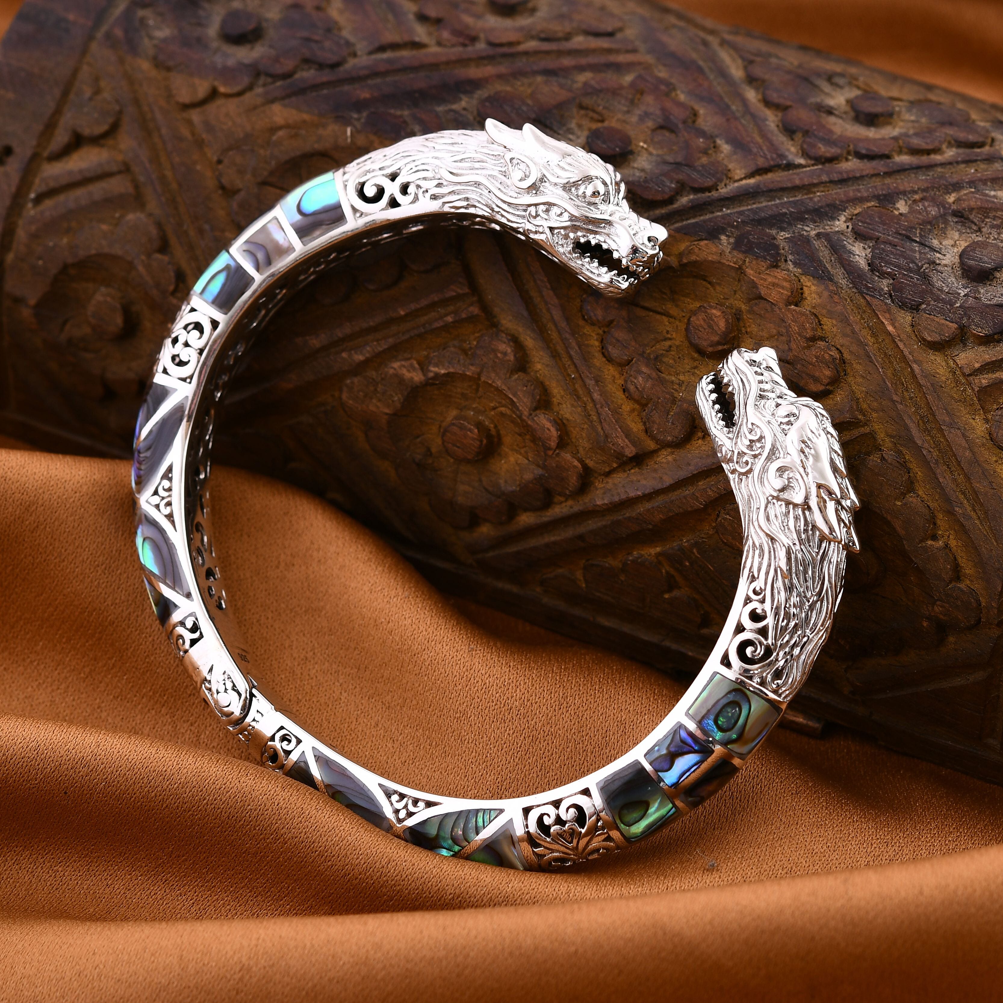 Unique Silver Abalone good Cuff Bracelet