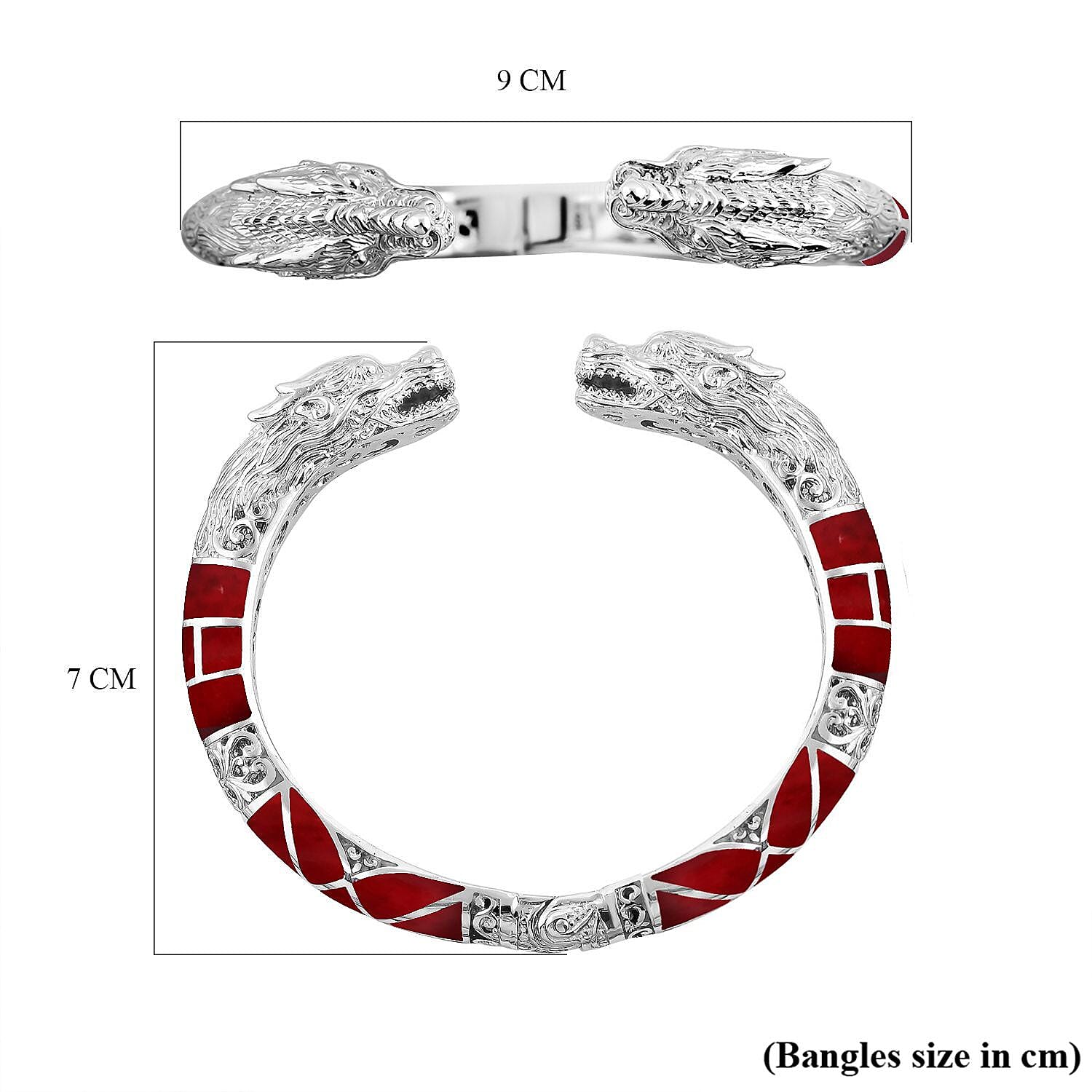 Royal Bali Collection - Artisan Crafted Coral Cuff Bangle (Size 7.5) in Sterling Silver, Silver Wt. 45.30 Gms