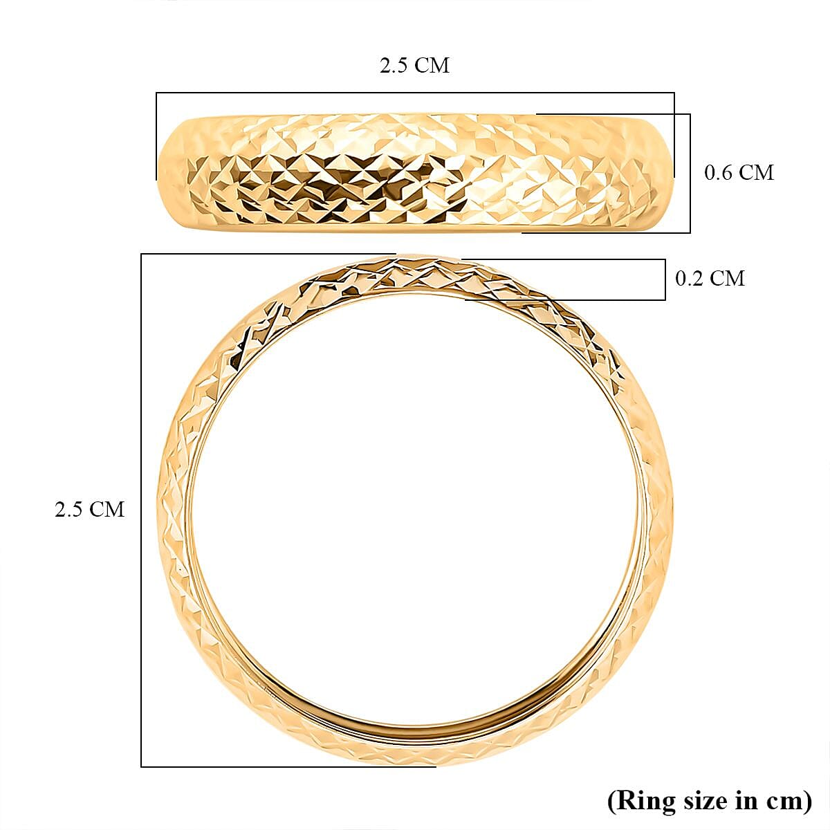 Royal Bali Collection - 18K Yellow Gold Diamond Cut Band Ring