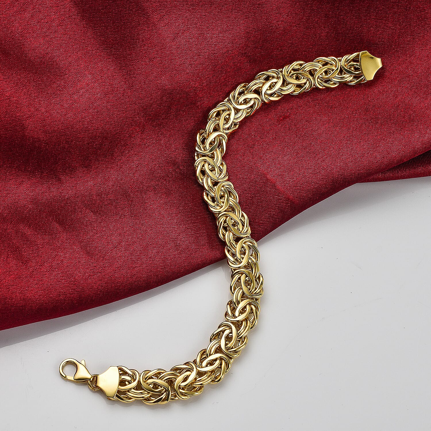 9K Yellow Gold Handmade Byzantine Bracelet (Size - 8),  Gold Wt. 14.30 Gms.