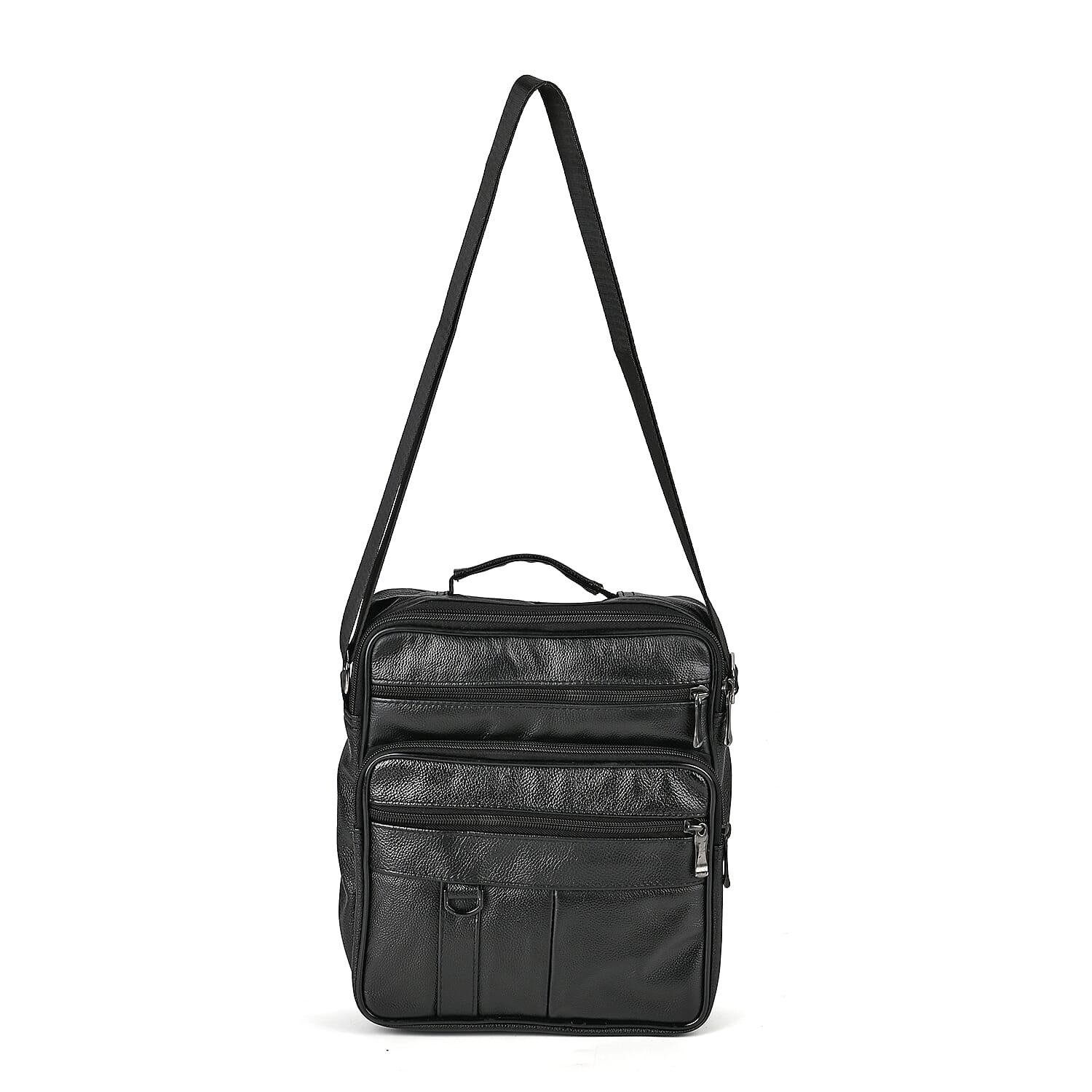 Genuine leather Convertible Flap Crossbody Bag (Size 23x10x28 cm) - Black