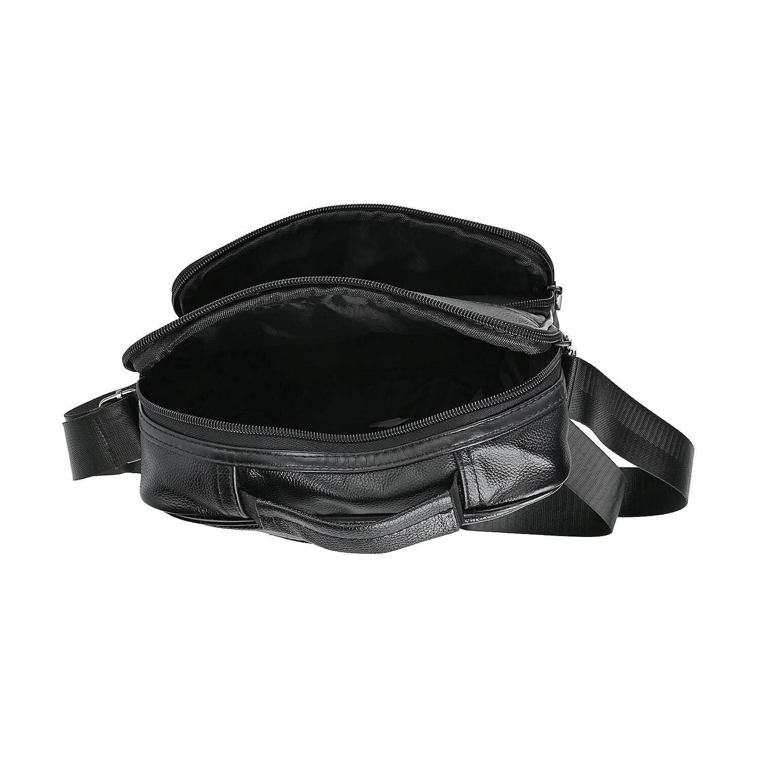 Genuine leather Convertible Flap Crossbody Bag (Size 23x10x28 cm) - Black