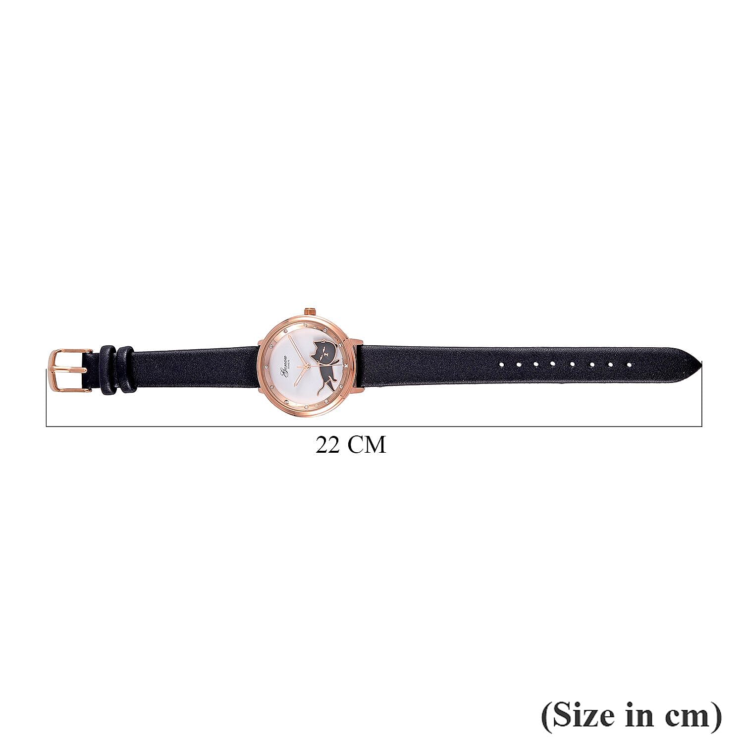 GENOA TIME V2 Japan Movt. 3 ATM Water Resistant Cat Pattern Watch with Black Leather Strap