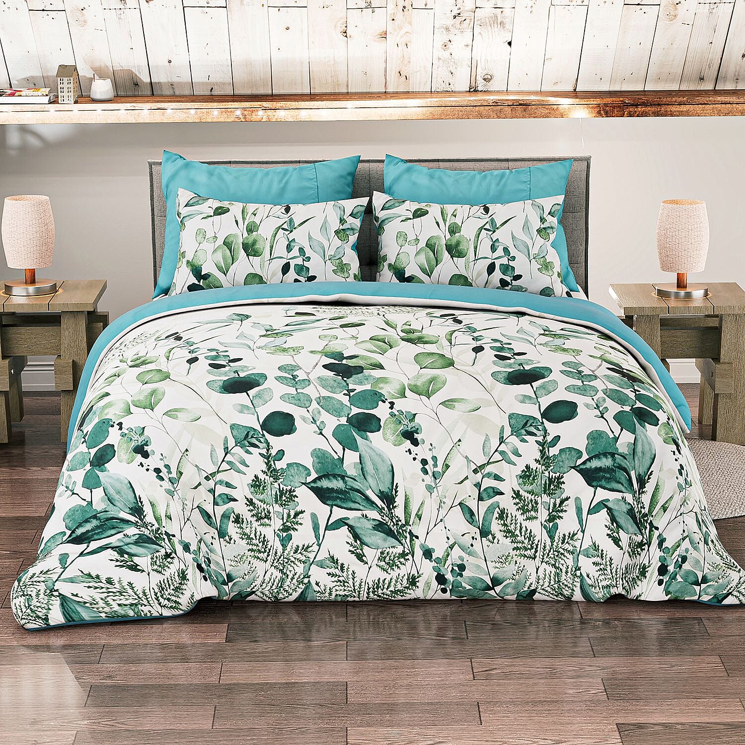 3-Piece-Set-Serenity-Night-Leaf-Pattern-Comforter-with-2-Pillowcases-D