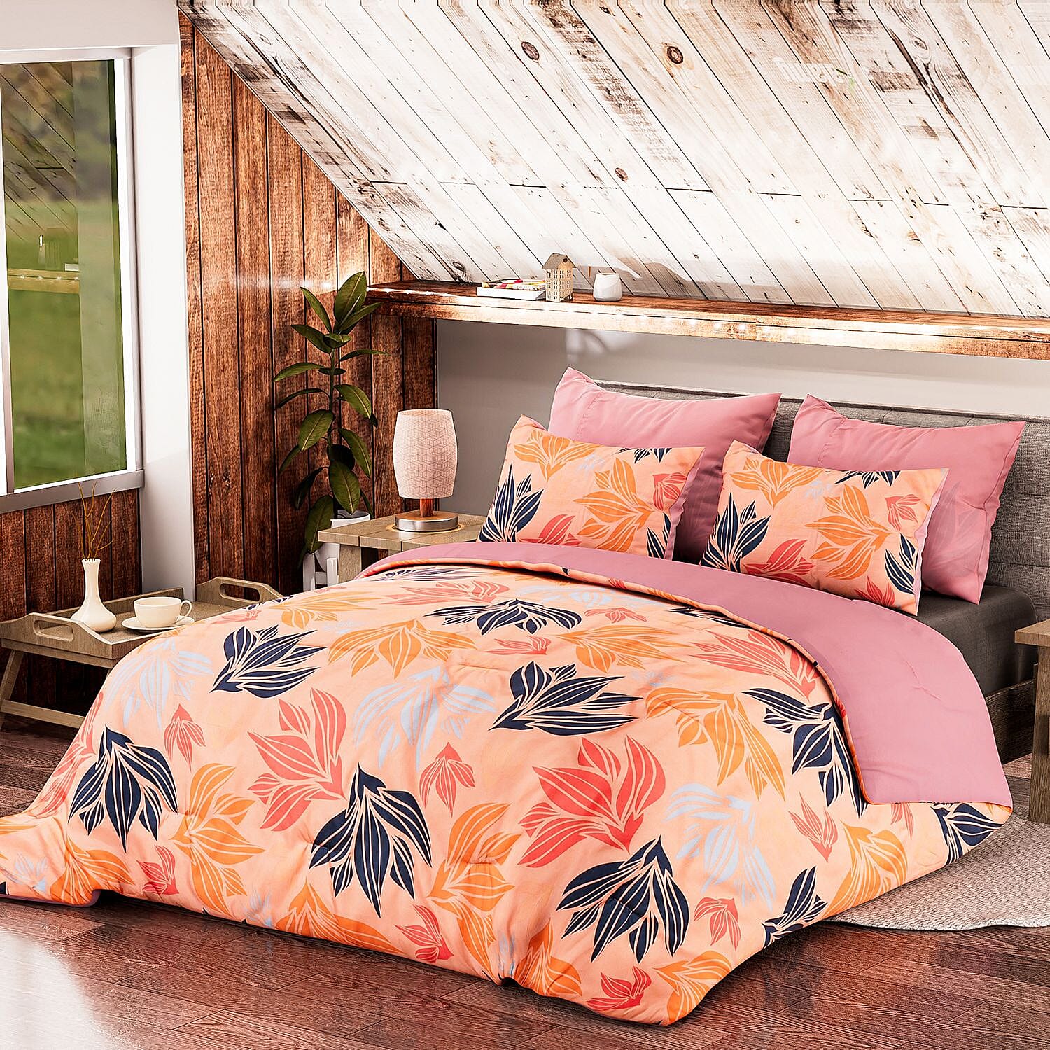 3-Piece-Set-Serenity-Night-Flower-Pattern-Comforter-with-2-Pillowcases