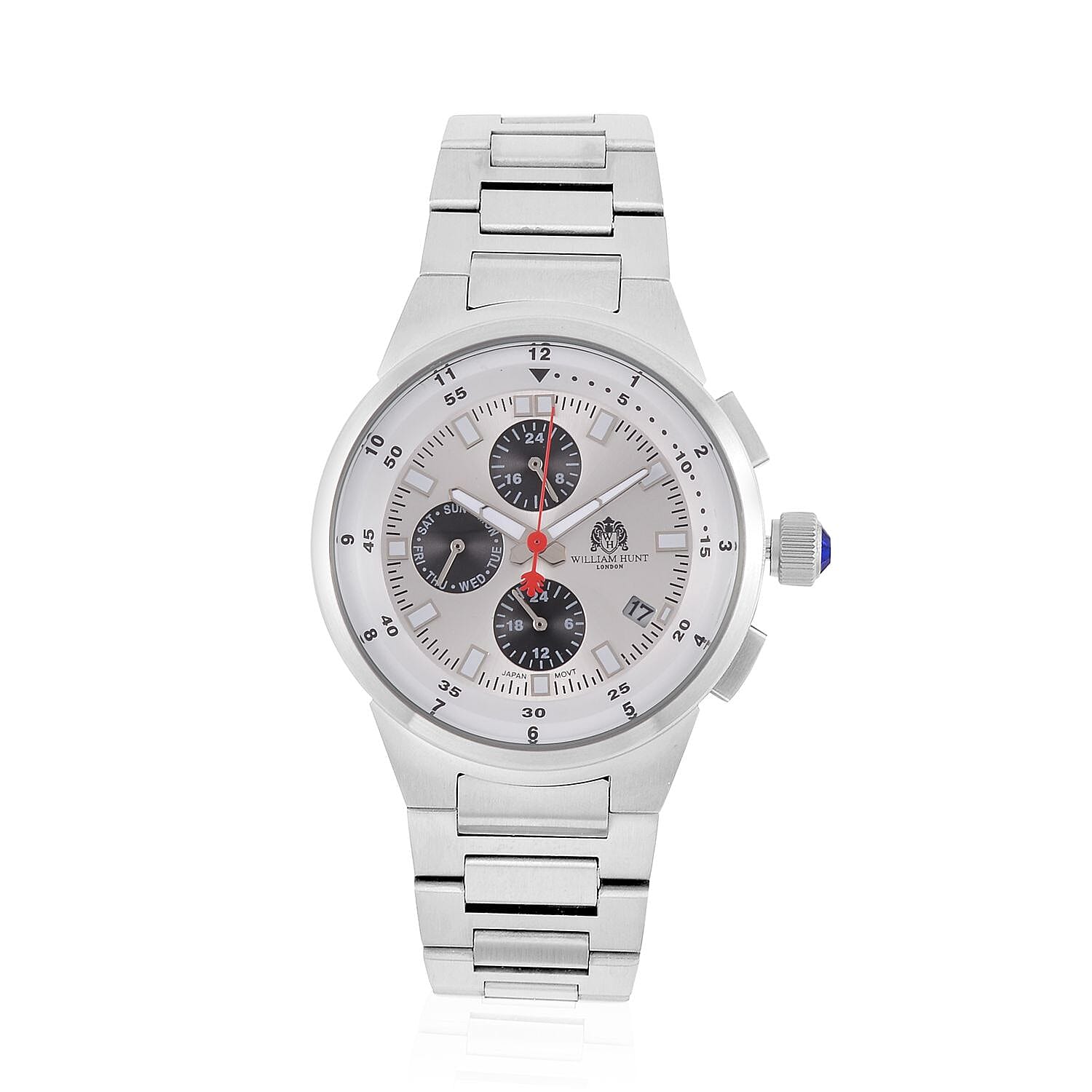 William Hunt White Dial 5 ATM WR Watch With Stainless Steel Chain Strap