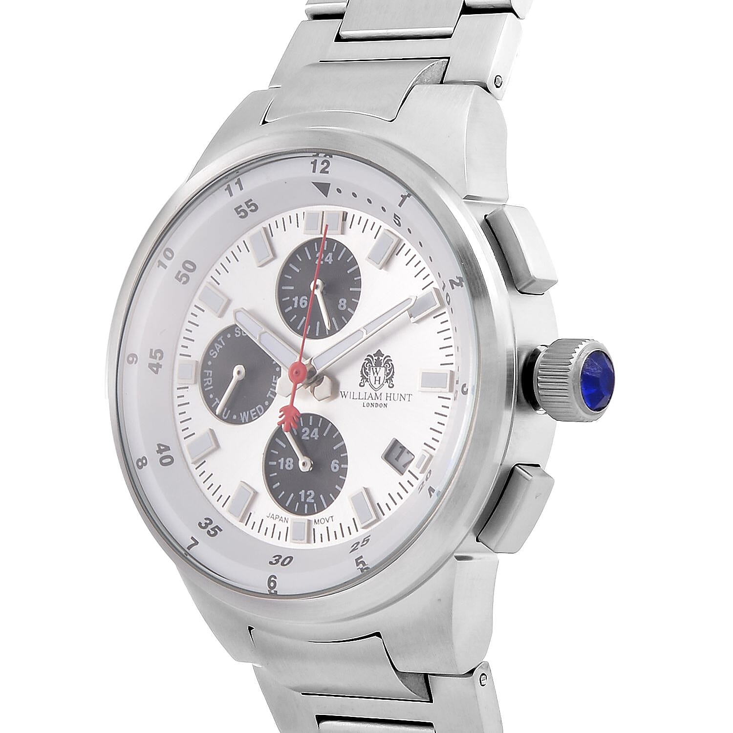 William Hunt White Dial 5 ATM WR Watch With Stainless Steel Chain Strap