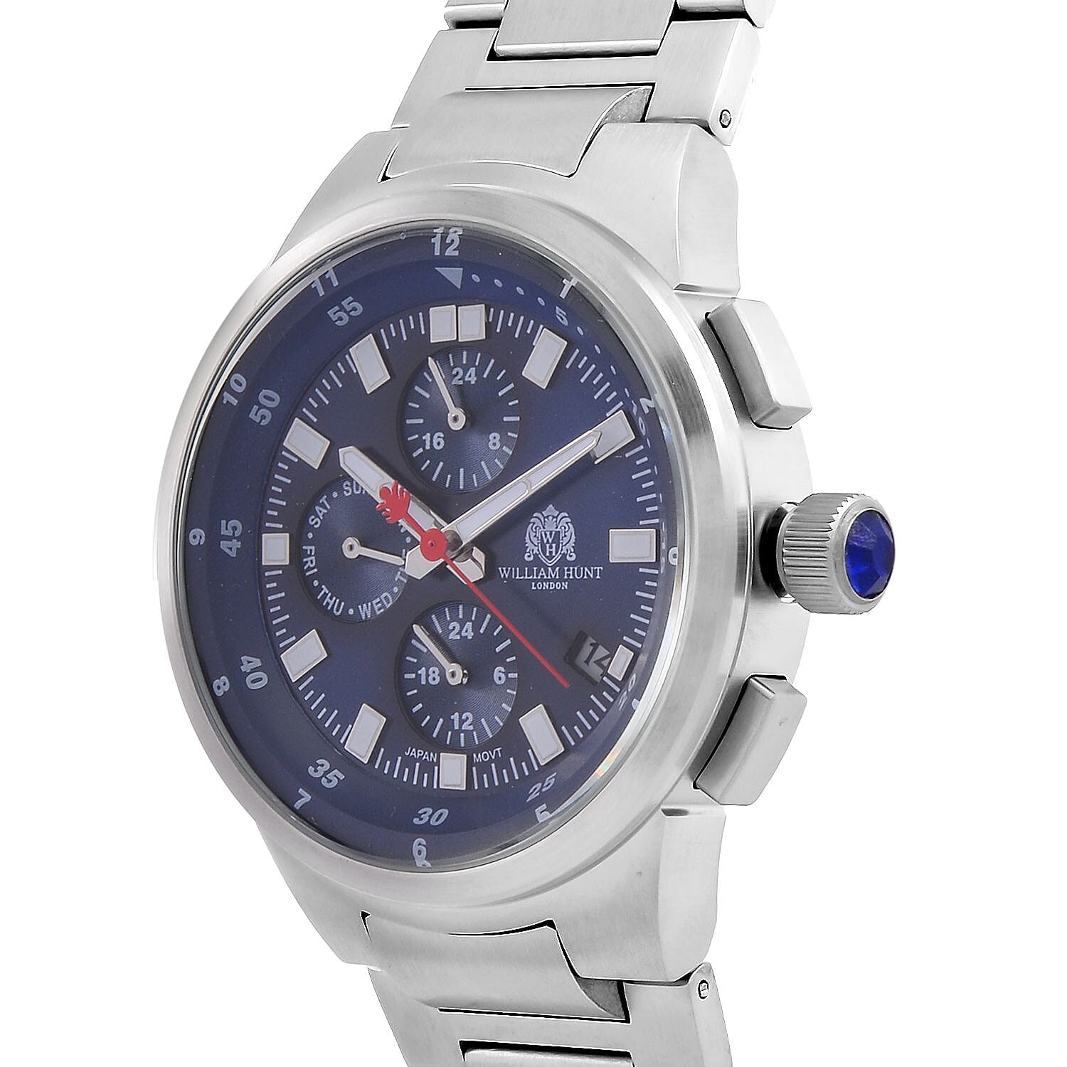 William Hunt Blue Dial 5 ATM Water Resistant Watch With Presentation Box